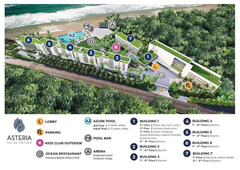 Asteria Mũi Né Có Gì? Đánh Giá Resort Thực Tế & Kinh Nghiệm Đặt Phòng 14 Sơ đồ vị trí Asteria Mũi Né resort